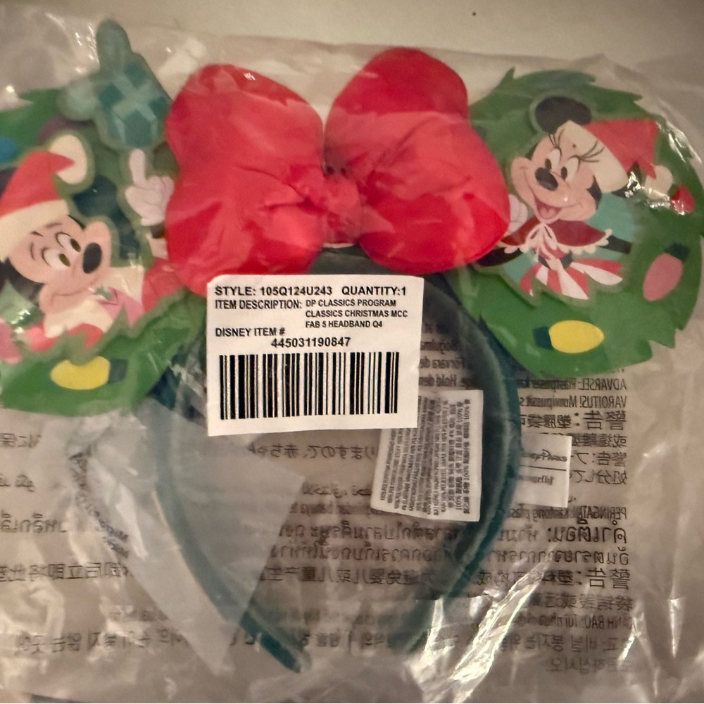 Disney Mickey and Minnie Festive Headband with Red Bow